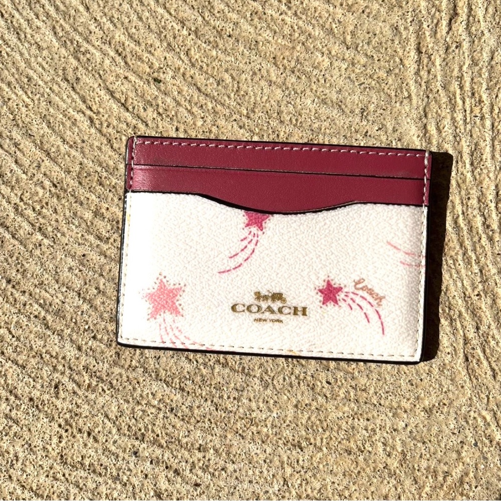 NWOT Coach Canvas Leather Shooting Stars Card Case Wallet MSRP $68 - Picture 5 of 8